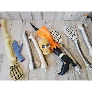Vintage blow mold Halloween bone skull hand foot witch set lot